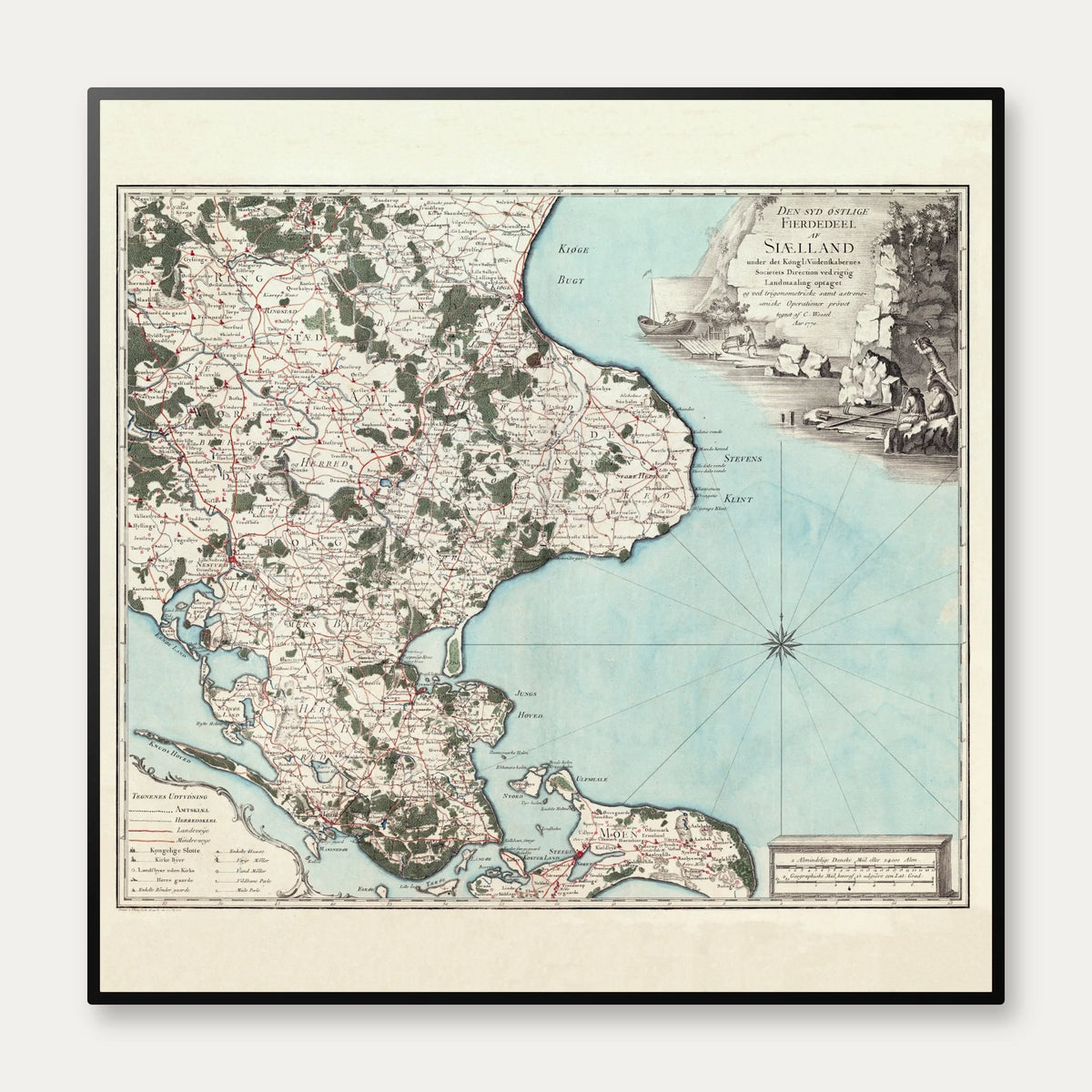 Sjælland Sydøst 1772-1822 - Historisk kobberstik – billede 1