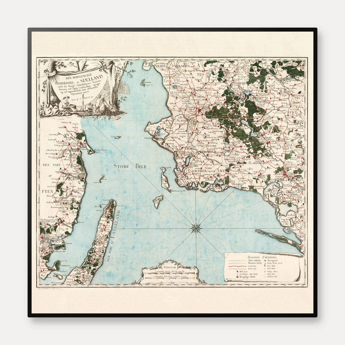 Sjælland Sydvest 1772-1822 - Historisk kobberstik – billede 1