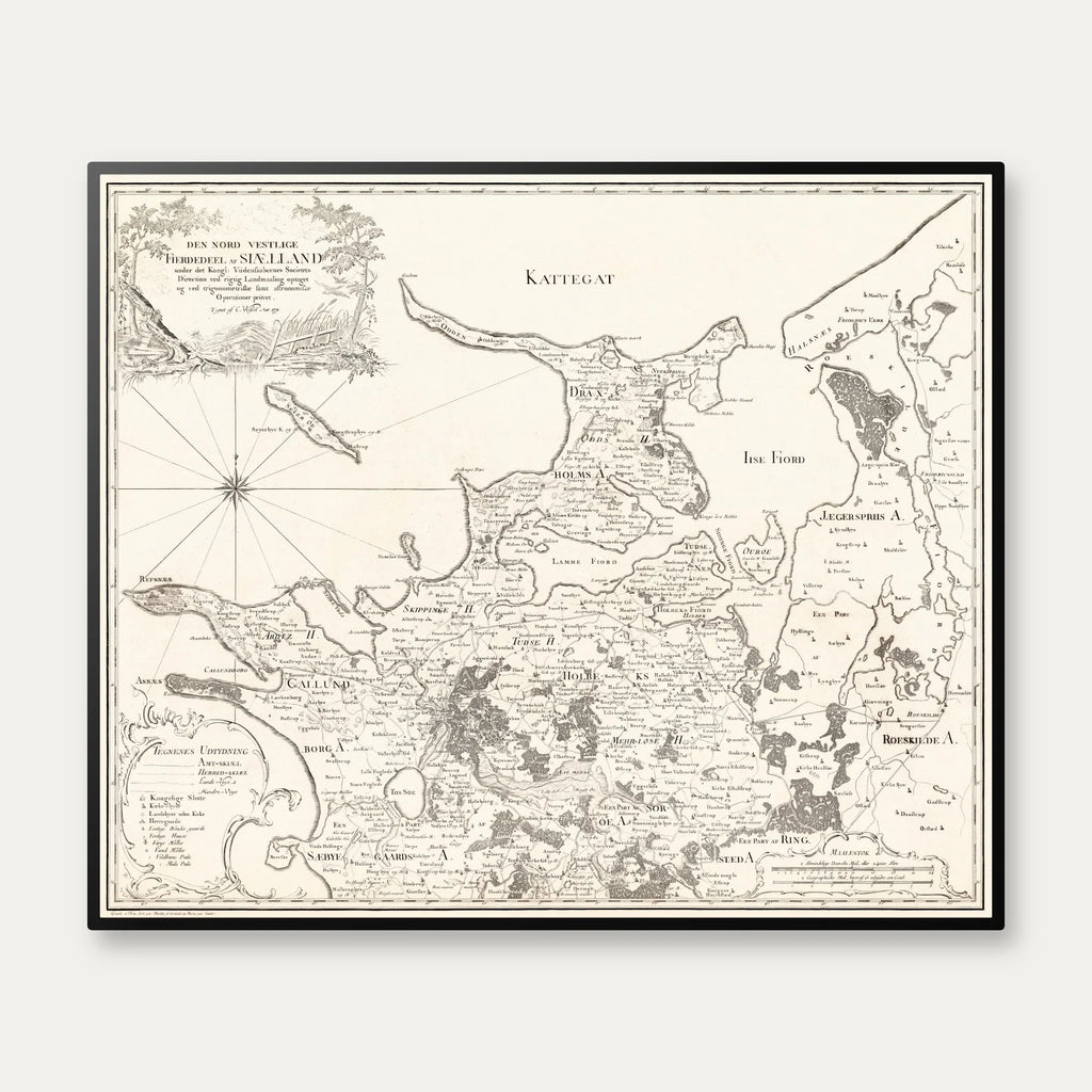Sjælland Nordvest 1810-1860 - Historisk kobberstik - 74×62 cm – billede 1