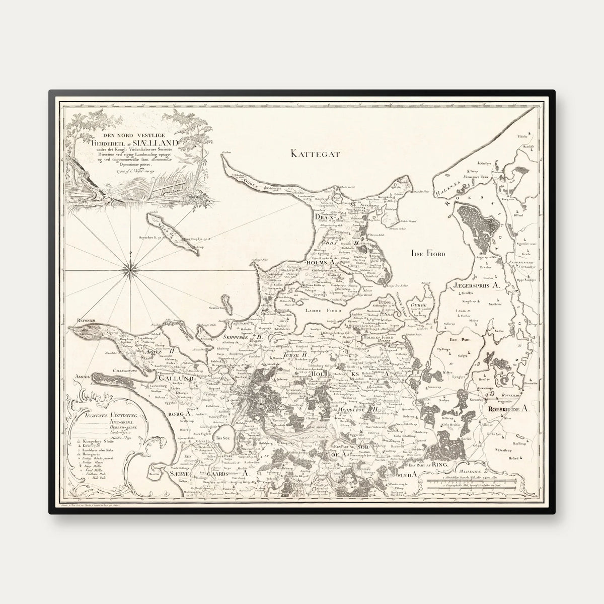 Sjælland Nordvest 1810-1860 - Historisk kobberstik - 74×62 cm – billede 1