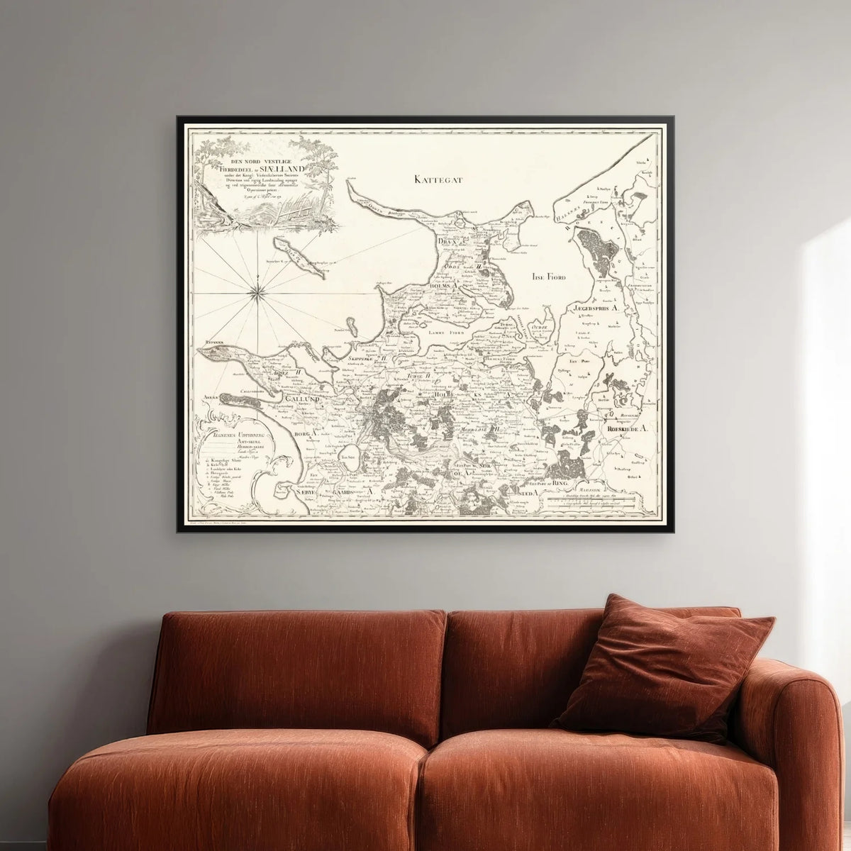 Sjælland Nordvest 1810-1860 - Historisk kobberstik - 74×62 cm – billede 2