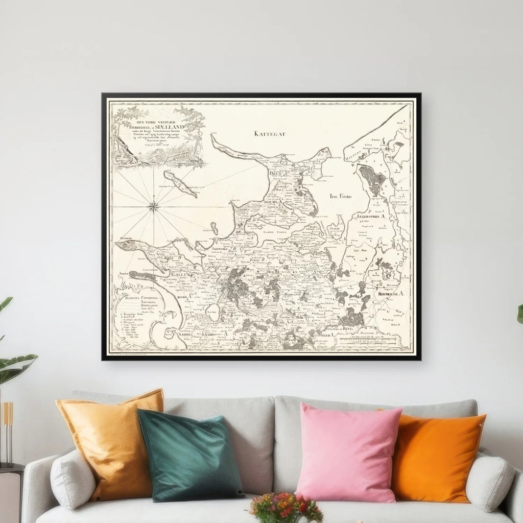 Sjælland Nordvest 1810-1860 - Historisk kobberstik - 74×62 cm – billede 3
