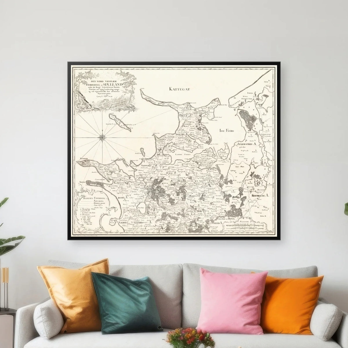 Sjælland Nordvest 1810-1860 - Historisk kobberstik - 74×62 cm – billede 3