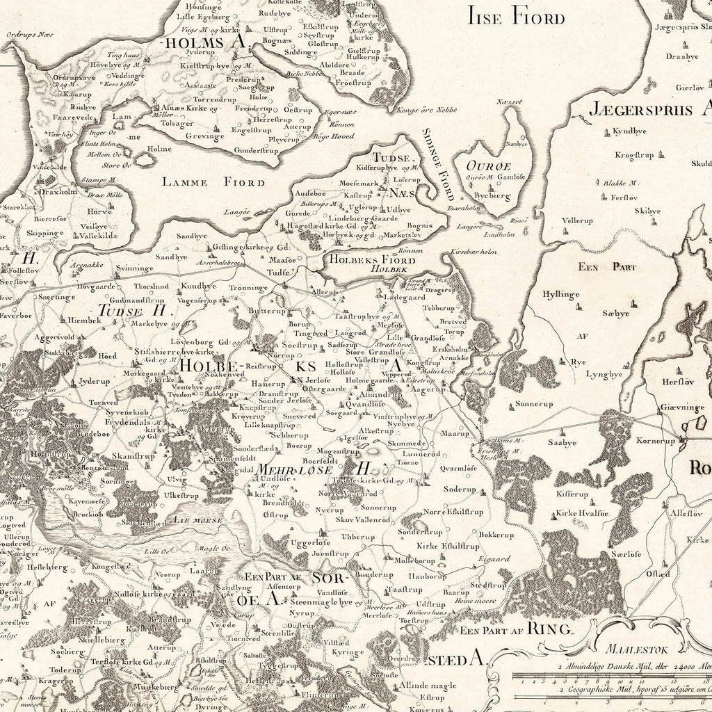 Sjælland Nordvest 1810-1860 - Historisk kobberstik - 74×62 cm – billede 4
