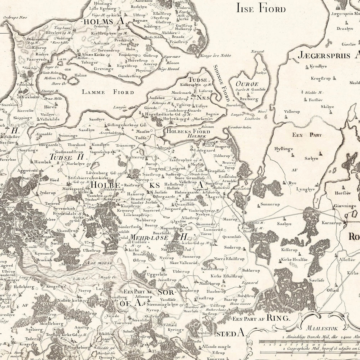 Sjælland Nordvest 1810-1860 - Historisk kobberstik - 74×62 cm – billede 4