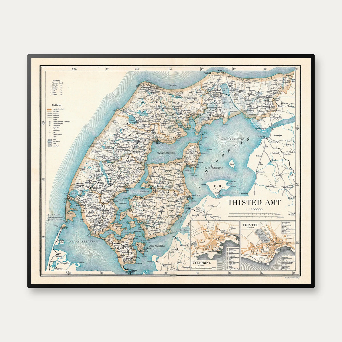 Thisted Amt 1900 - Historisk amt-kort - 70×57 cm – billede 1