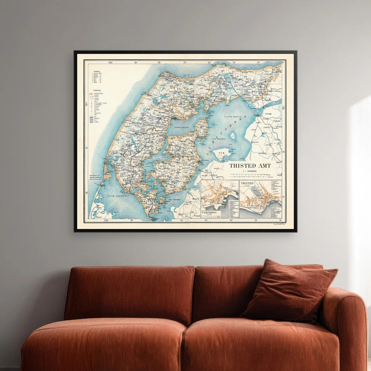 Thisted Amt 1900 - Historisk amt-kort - 70×57 cm – billede 2