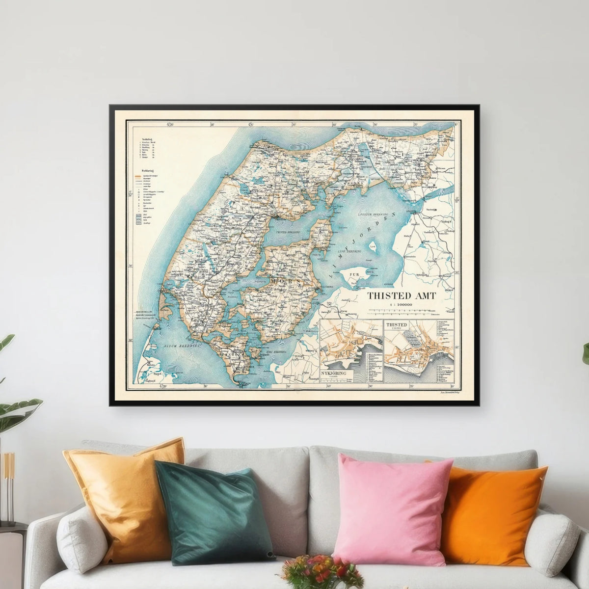 Thisted Amt 1900 - Historisk amt-kort - 70×57 cm – billede 3