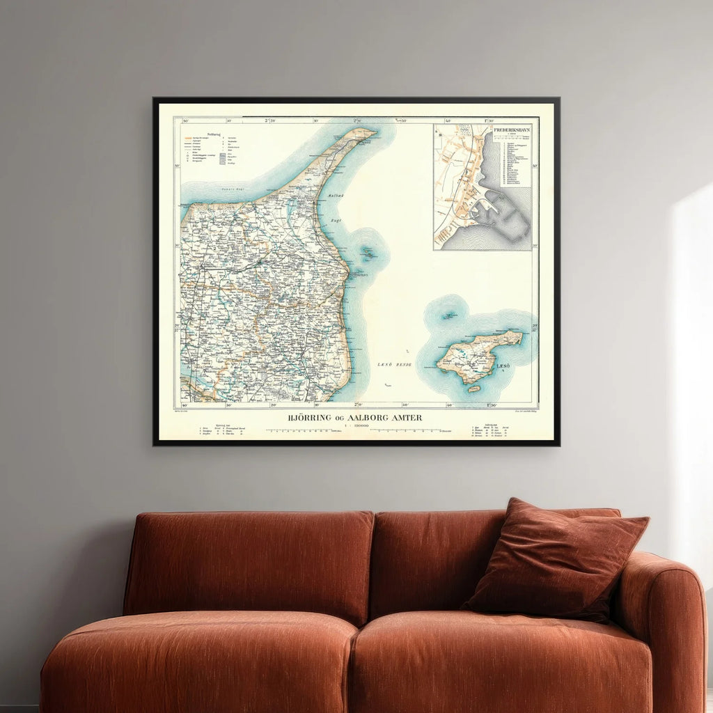 Hjørring & Aalborg Amter 1900 - Historisk kort - 70×60 cm – billede 2
