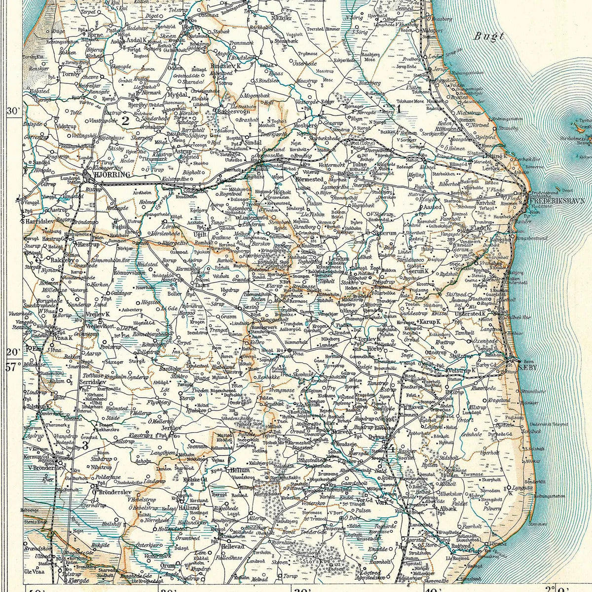 Hjørring & Aalborg Amter 1900 - Historisk kort - 70×60 cm – billede 4