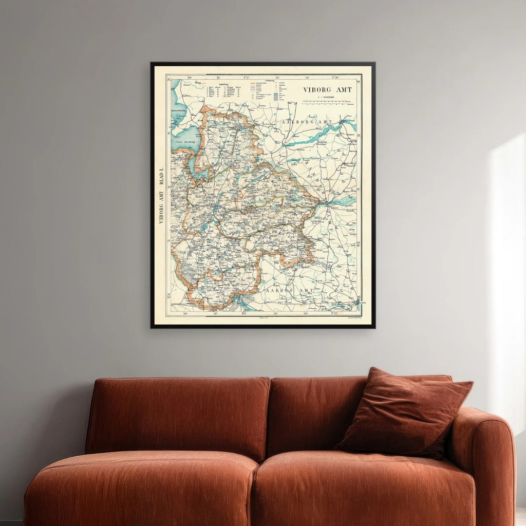 Viborg Amt 1900 - Historisk kort - 60×71 cm – billede 2