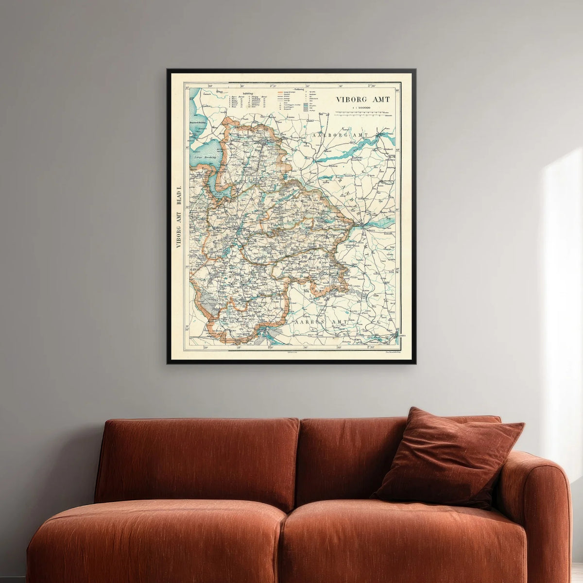 Viborg Amt 1900 - Historisk kort - 60×71 cm – billede 2