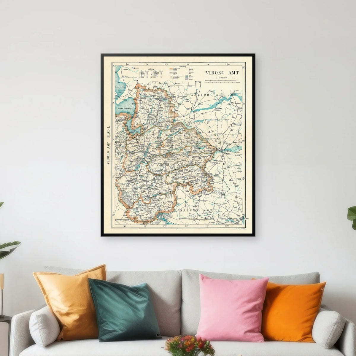 Viborg Amt 1900 - Historisk kort - 60×71 cm – billede 3