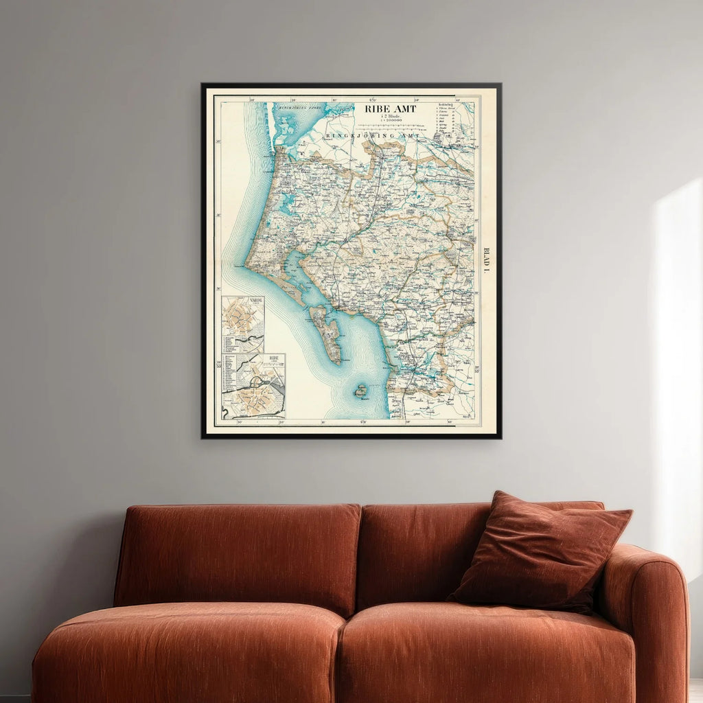 Ribe Amt Vest 1900 - Historisk kort - 60×71 cm – billede 2