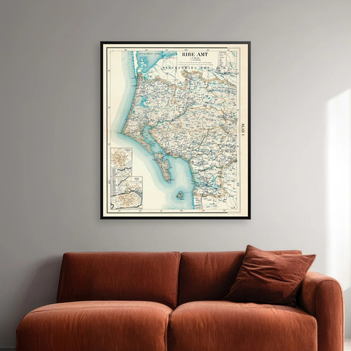 Ribe Amt Vest 1900 - Historisk kort - 60×71 cm – billede 2