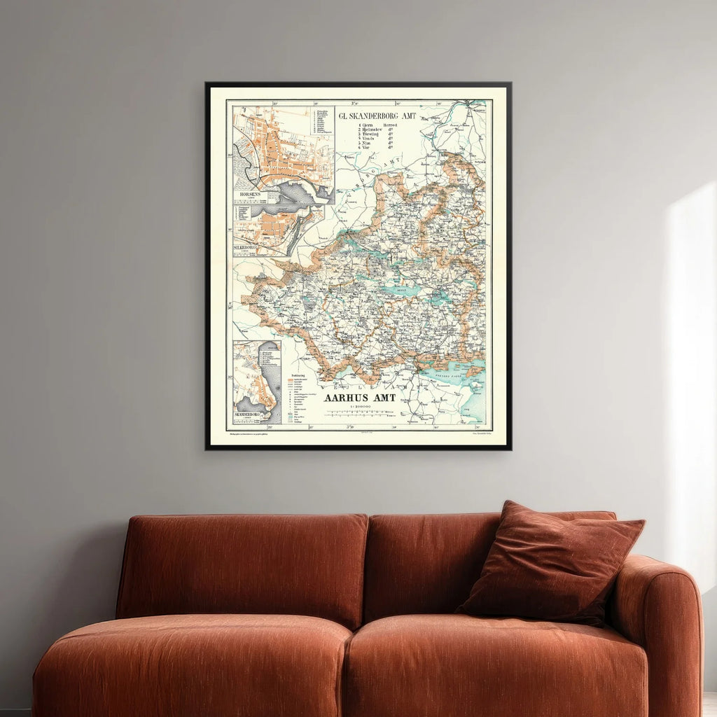 Skanderborg Amt 1900 - Historisk kort - 60×72 cm – billede 2