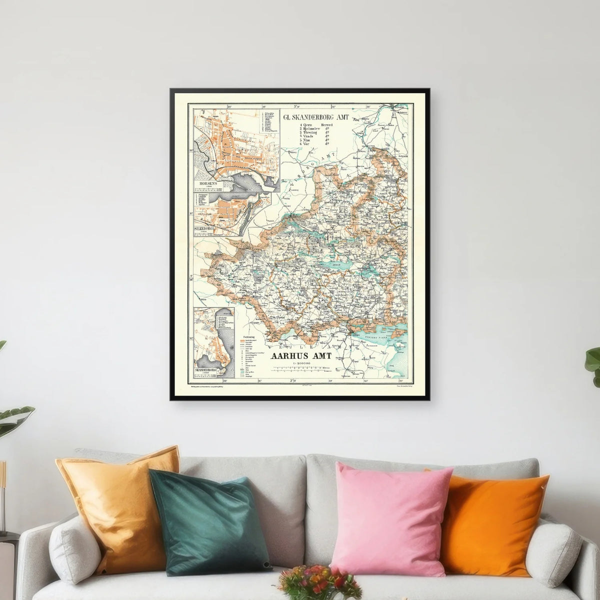 Skanderborg Amt 1900 - Historisk kort - 60×72 cm – billede 3