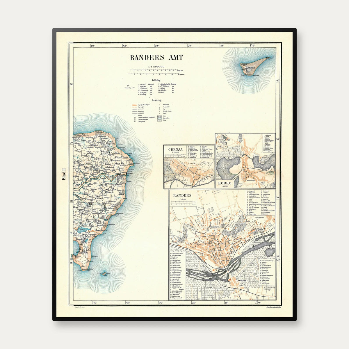 Randers Amt 1900 - Historisk kort - 60×72 cm – billede 1
