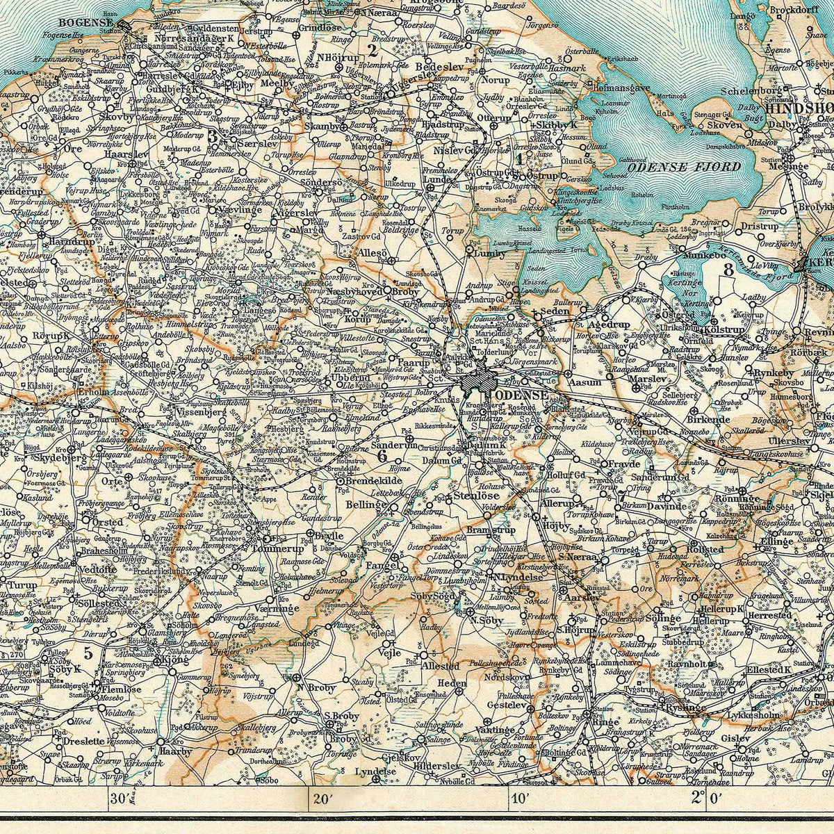 Odense Amt 1900 - Historisk amt-kort - 70×65 cm – billede 4