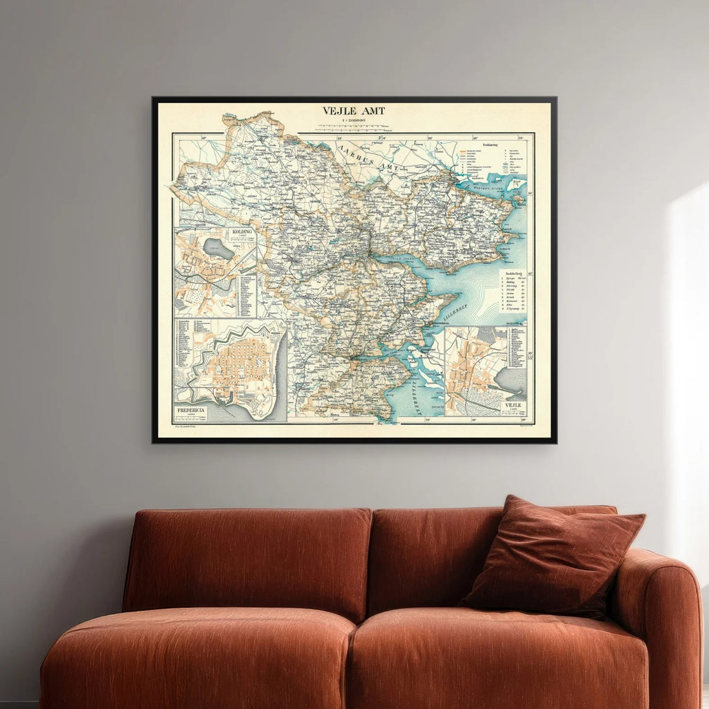 Vejle Amt 1900 - Historisk kort - 70×60 cm – billede 2