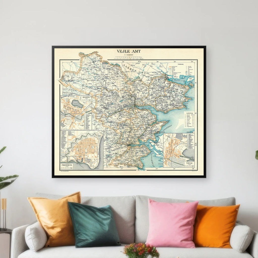 Vejle Amt 1900 - Historisk kort - 70×60 cm – billede 3