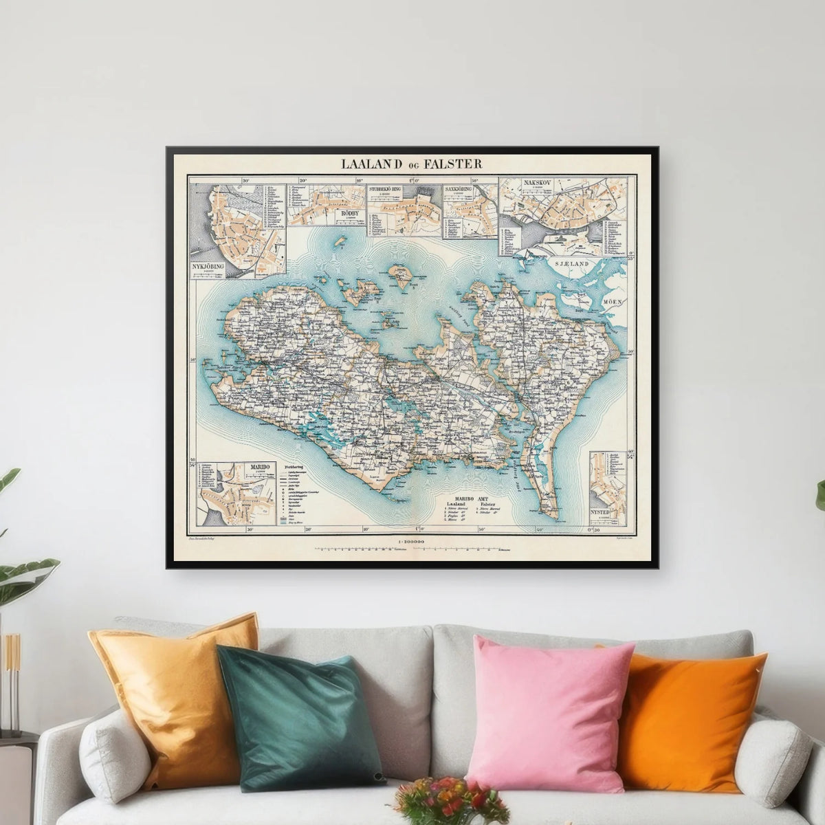 Lolland-Falster 1900 - Historisk amt-kort - 70×60 cm – billede 3