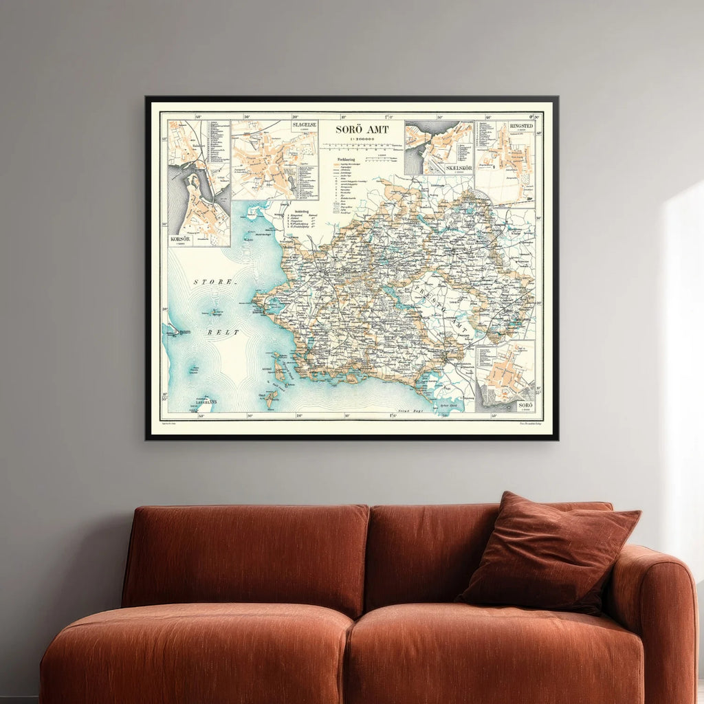 Sorø Amt 1900 - Historisk kort - 72×60 cm – billede 2