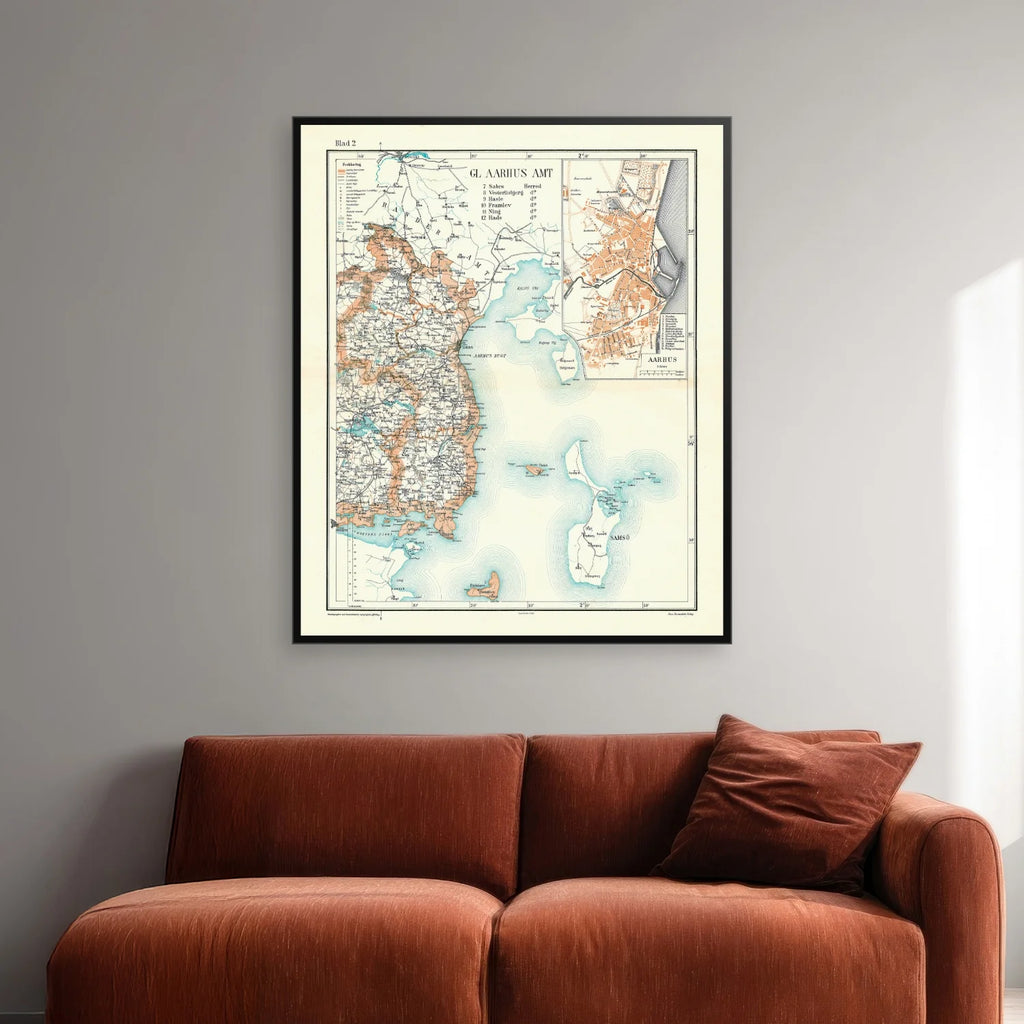 Aarhus Amt 1900 - Historisk amt-kort - 60×72 cm – billede 2