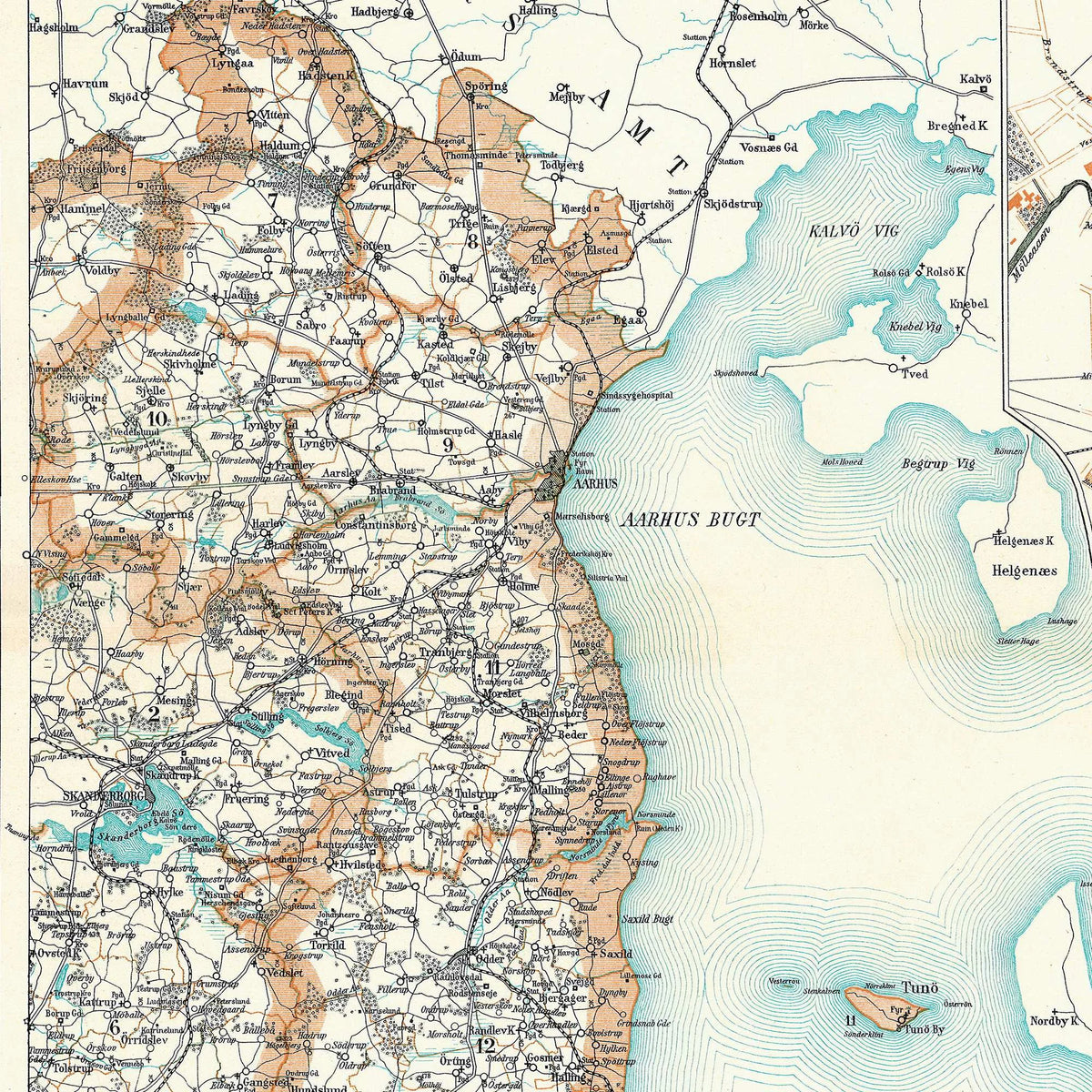 Aarhus Amt 1900 - Historisk amt-kort - 60×72 cm – billede 4