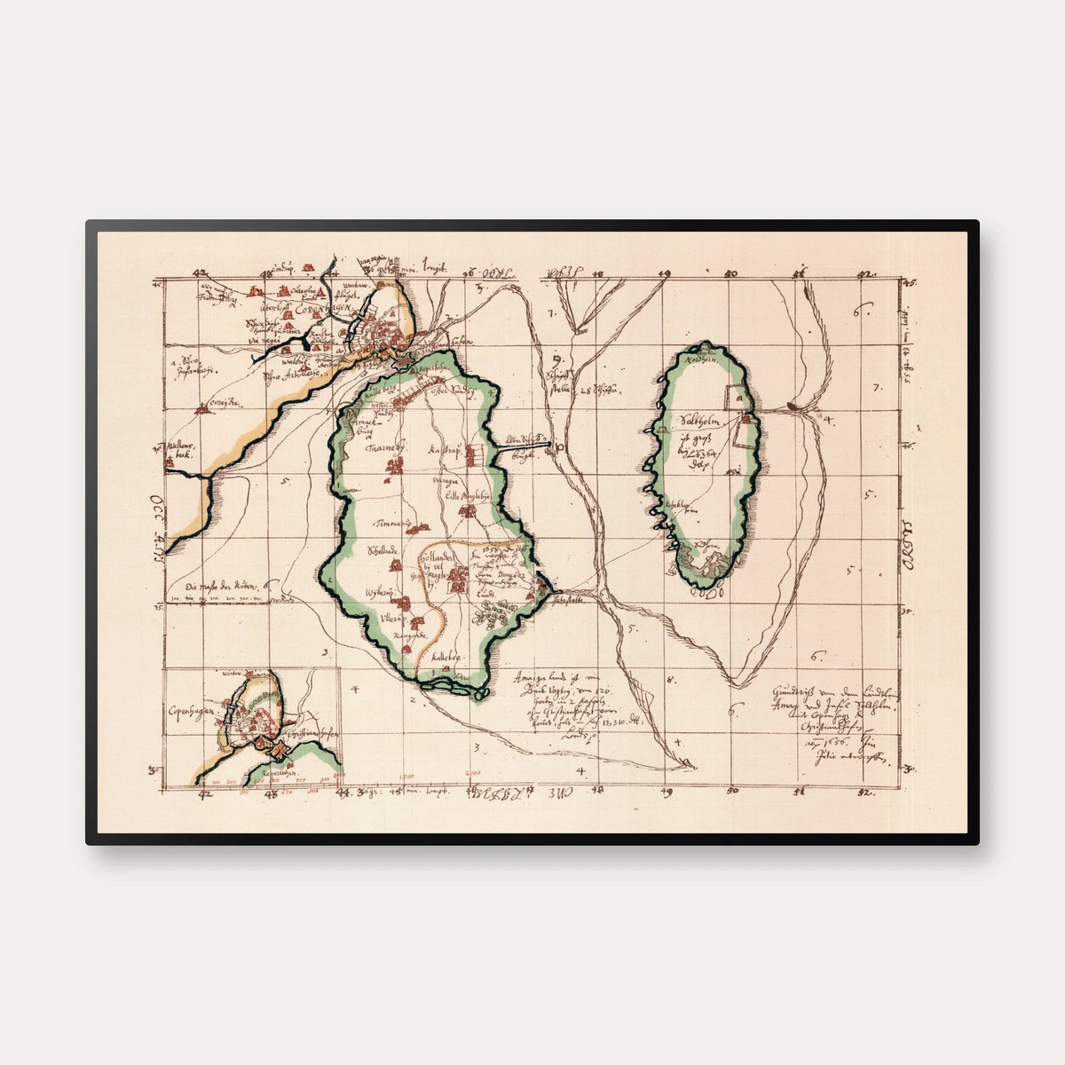København, Amager & Saltholm 1642-1667 - Historisk Mejer-kort – billede 1