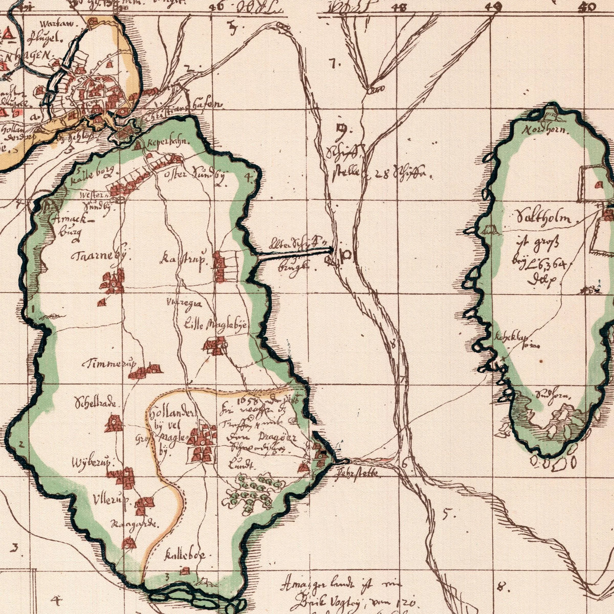 København, Amager & Saltholm 1642-1667 - Historisk Mejer-kort – billede 4
