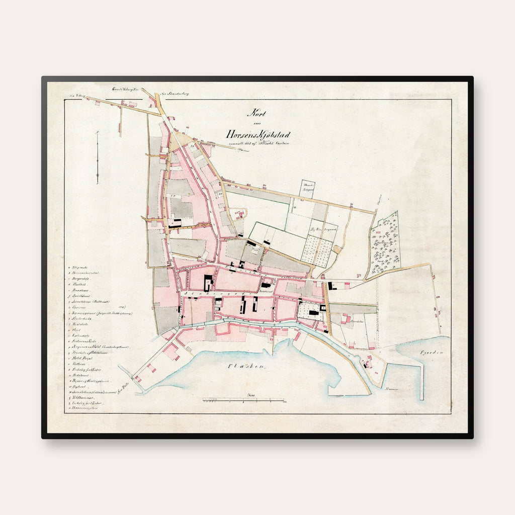 Horsens Bygrunde 1858-1870 - Historisk kort - 50×42 cm – billede 1