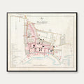 Horsens Bygrunde 1858-1870 - Historisk kort - 50×42 cm – billede 1