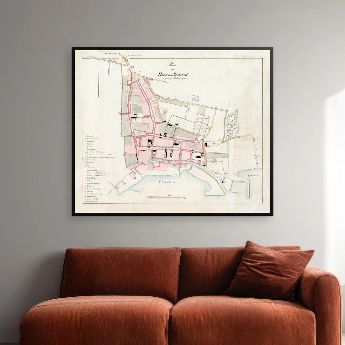Horsens Bygrunde 1858-1870 - Historisk kort - 50×42 cm – billede 2