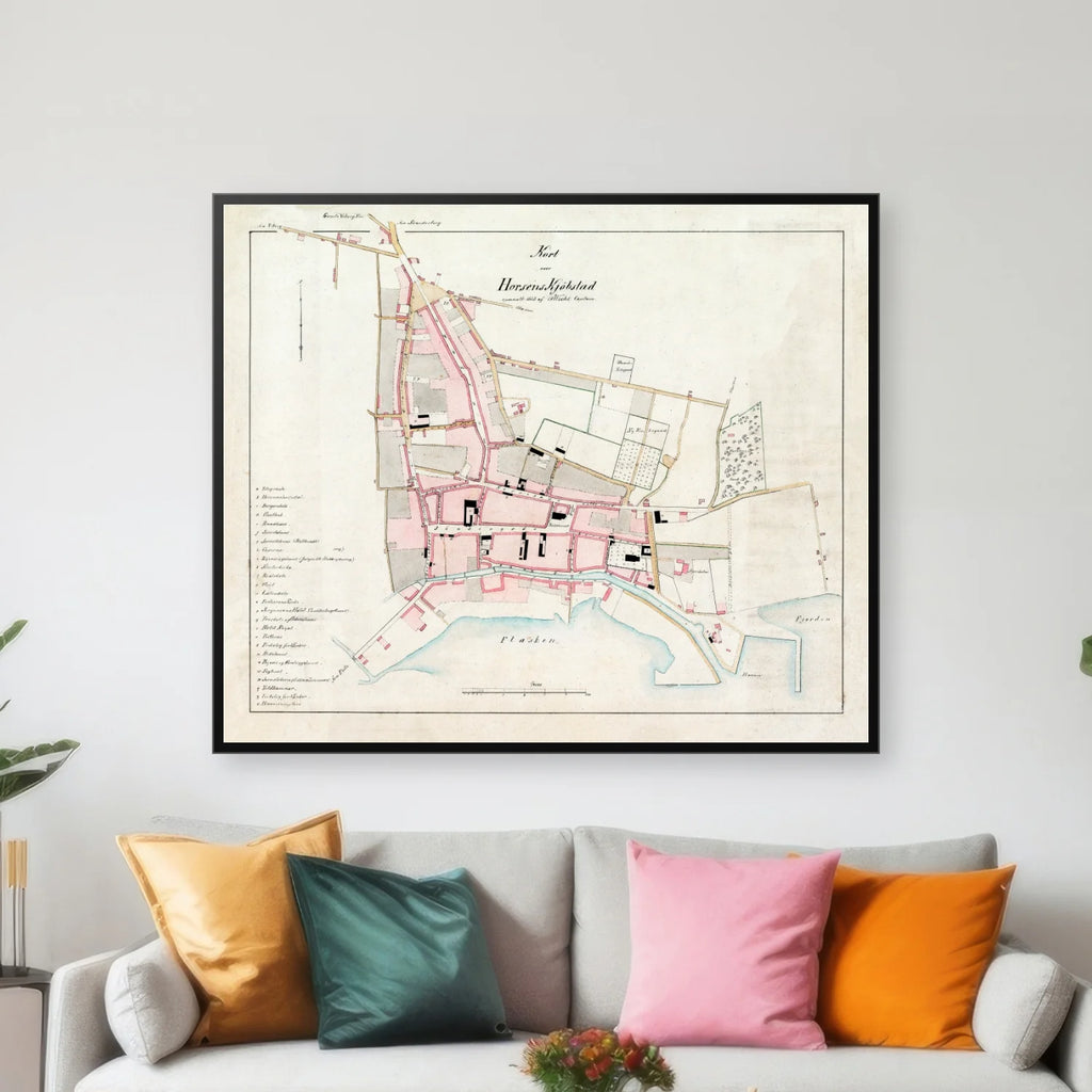 Horsens Bygrunde 1858-1870 - Historisk kort - 50×42 cm – billede 3