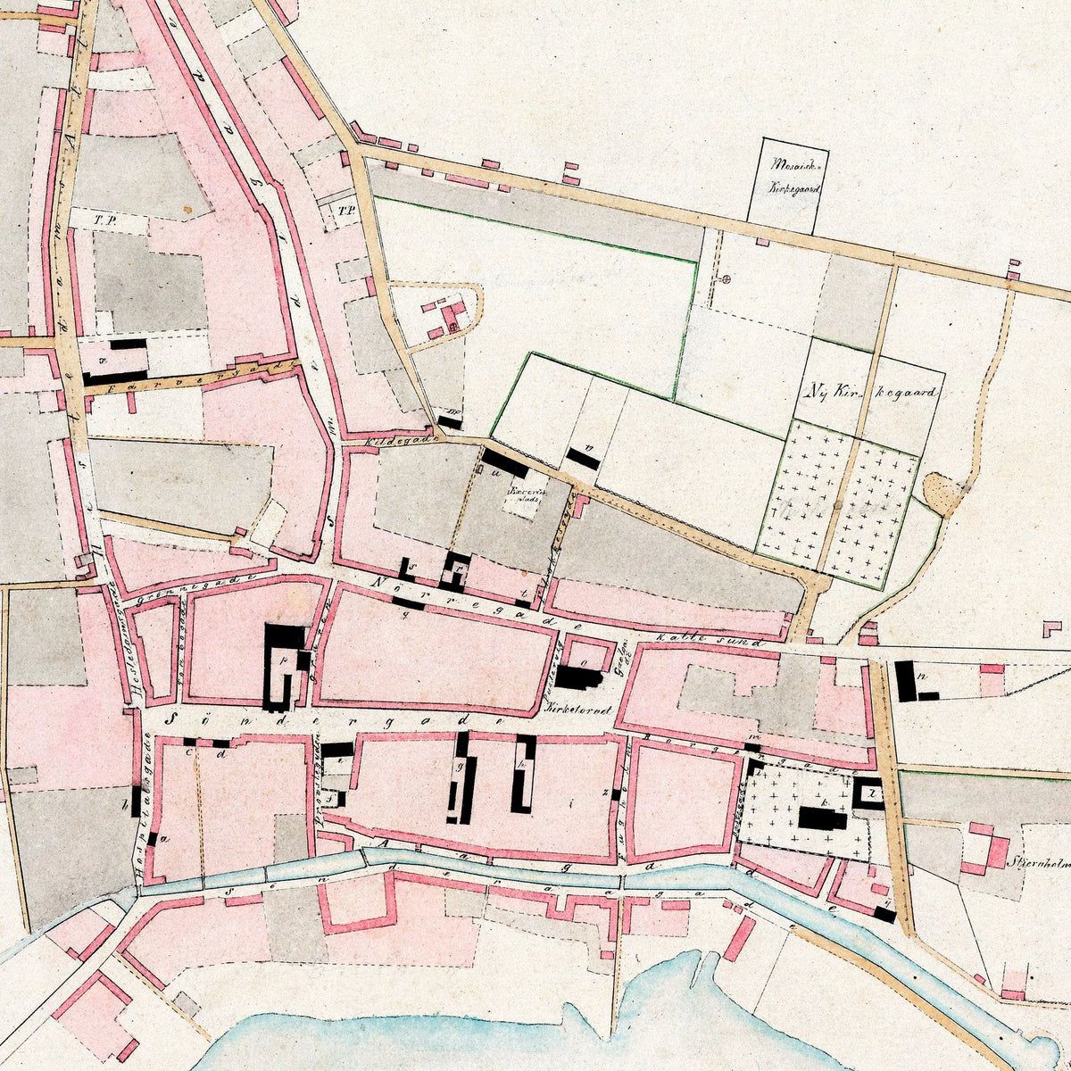 Horsens Bygrunde 1858-1870 - Historisk kort - 50×42 cm – billede 4