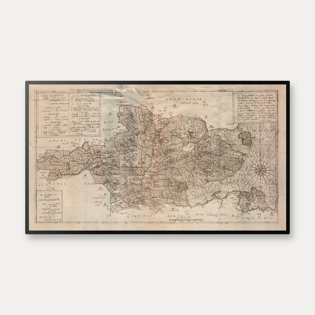Aabenraa Amt 1642-1667 - Historisk Mejer-kort - 100×58 cm – billede 1