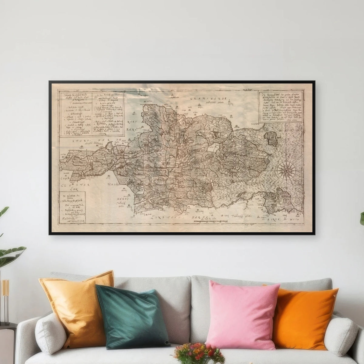 Aabenraa Amt 1642-1667 - Historisk Mejer-kort - 100×58 cm – billede 3