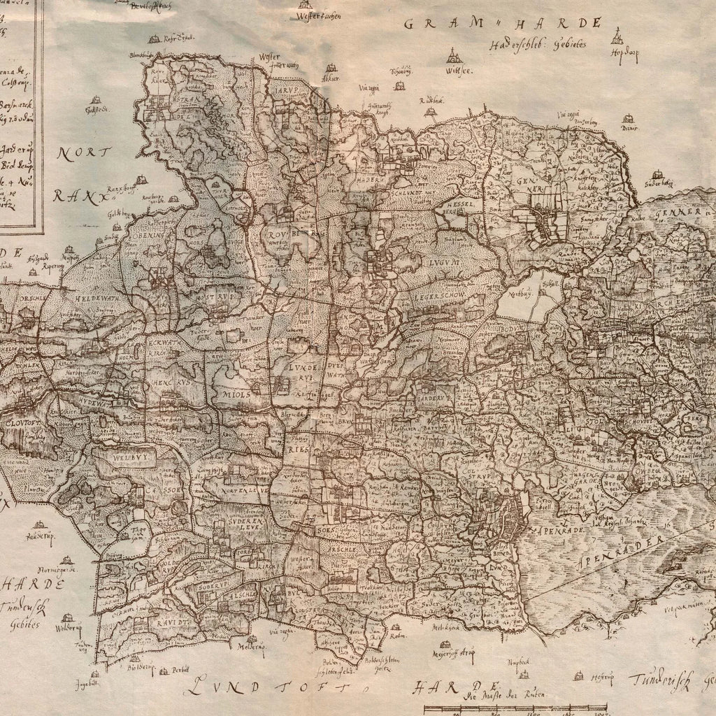 Aabenraa Amt 1642-1667 - Historisk Mejer-kort - 100×58 cm – billede 4