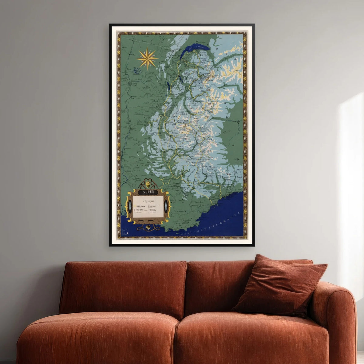 Alpes de France 1950 - Landkort - 59×90 cm – billede 2