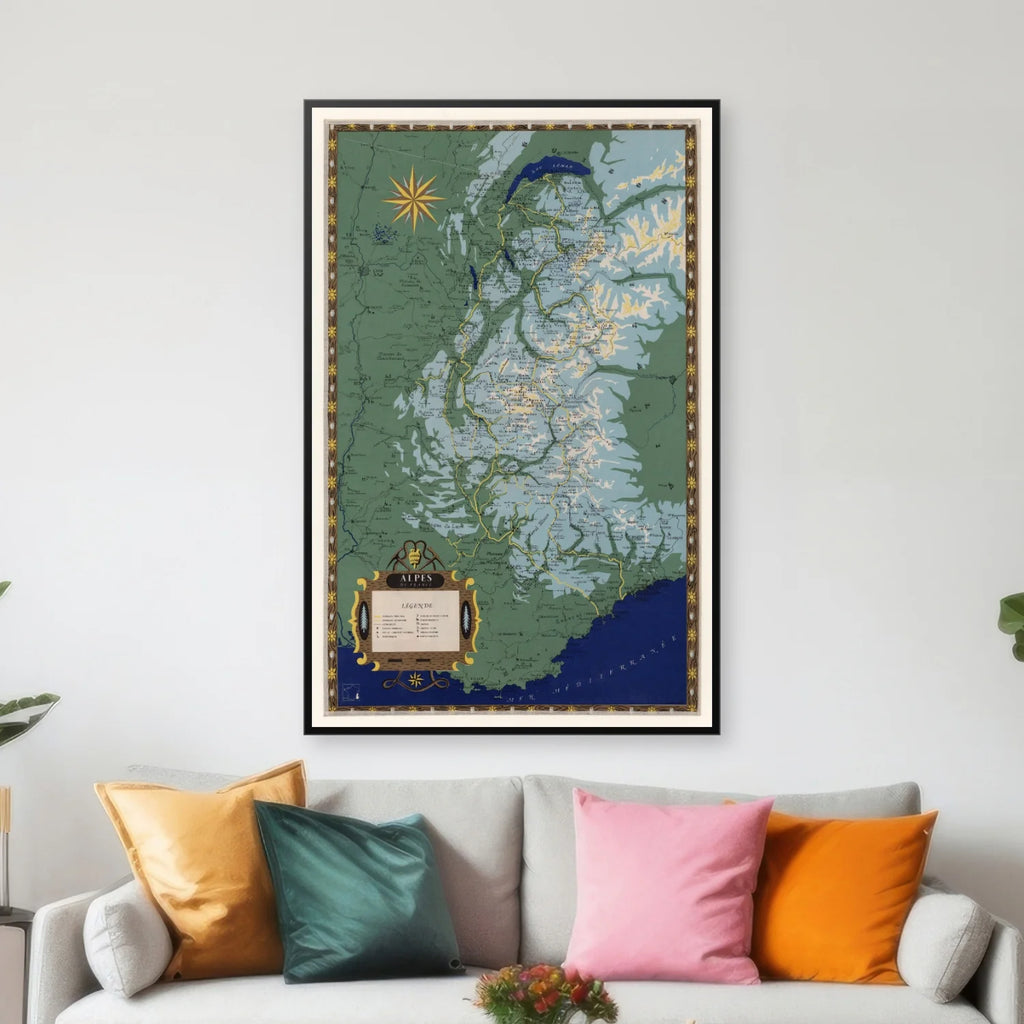 Alpes de France 1950 - Landkort - 59×90 cm – billede 3