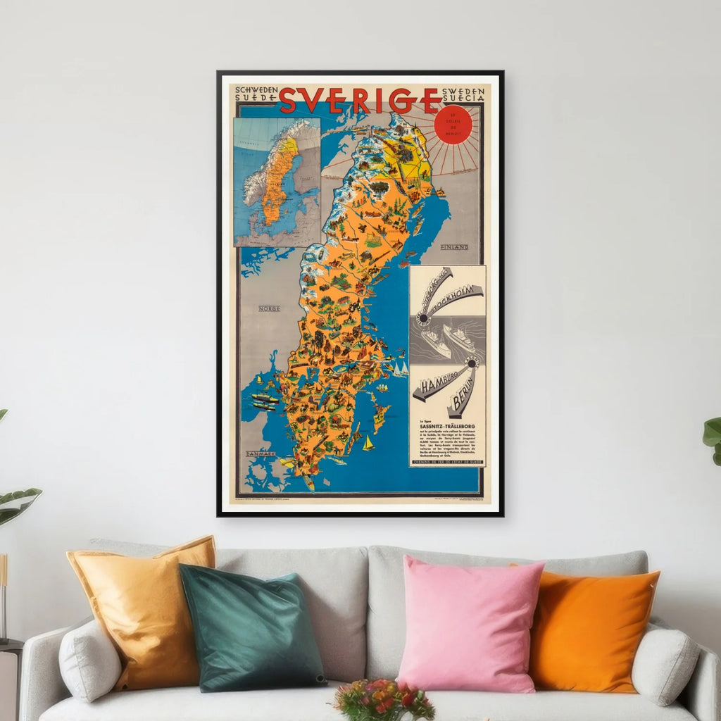 Sverige - Sassnitz-Trelleborg 1931 - Rejseplakat - 58×90 cm – billede 3