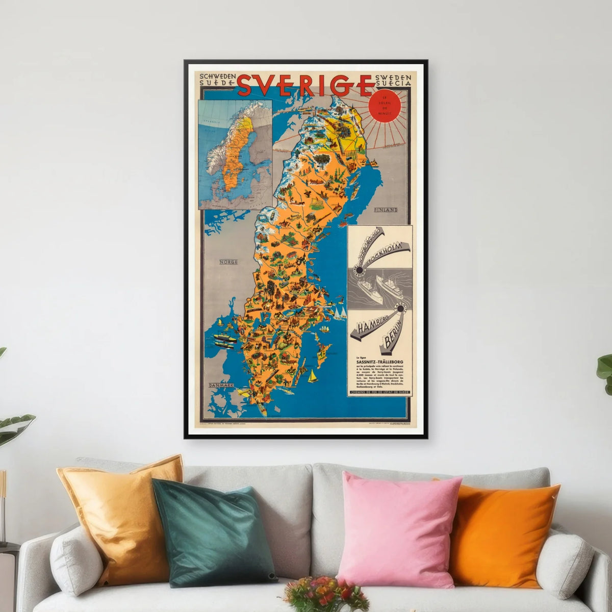 Sverige - Sassnitz-Trelleborg 1931 - Rejseplakat - 58×90 cm – billede 3