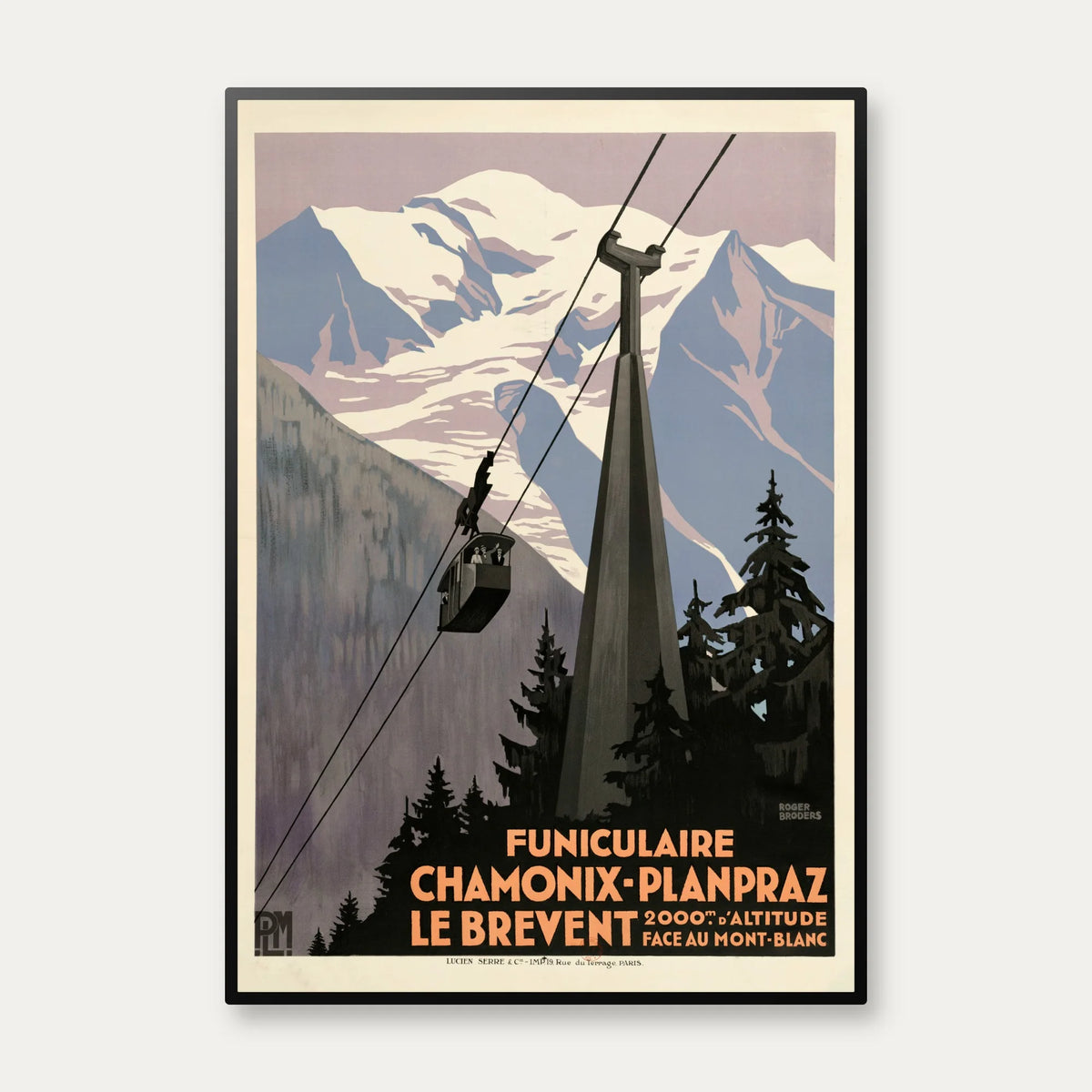 PLM Funiculaire Chamonix-Planpraz 1928 - Rejseplakat – billede 1