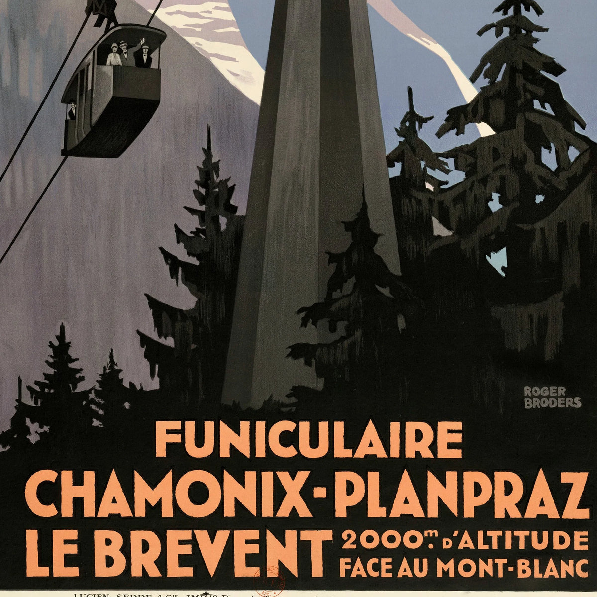 PLM Funiculaire Chamonix-Planpraz 1928 - Rejseplakat – billede 4