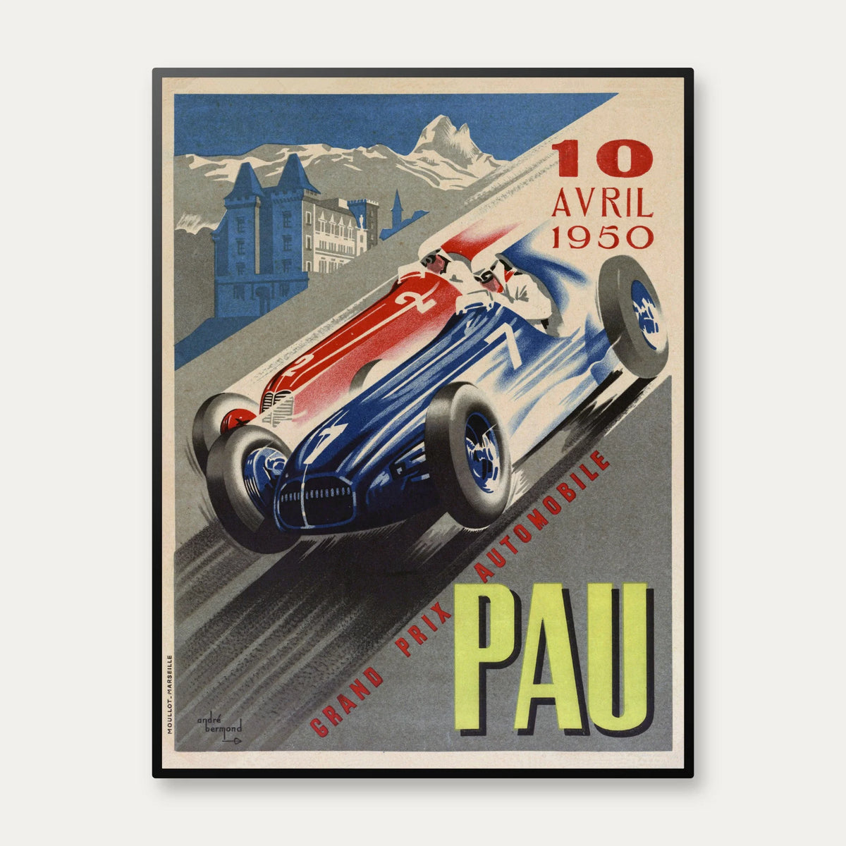 Grand prix automobile Pau 1950 - Sportsplakat - 61×80 cm – billede 1