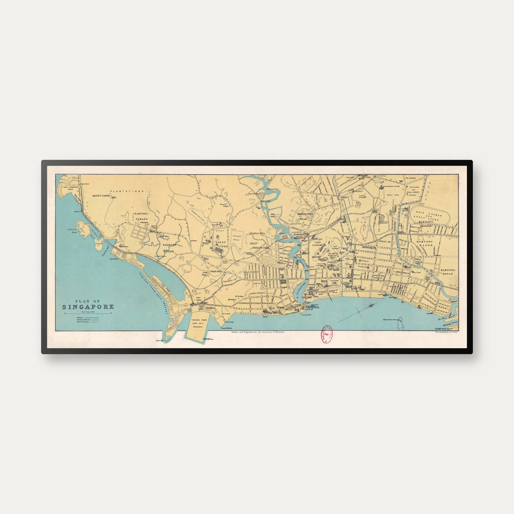 Plan of Singapore 1905 - Bykort - 100×45 cm – billede 1