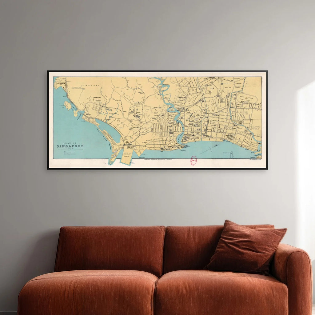 Plan of Singapore 1905 - Bykort - 100×45 cm – billede 2