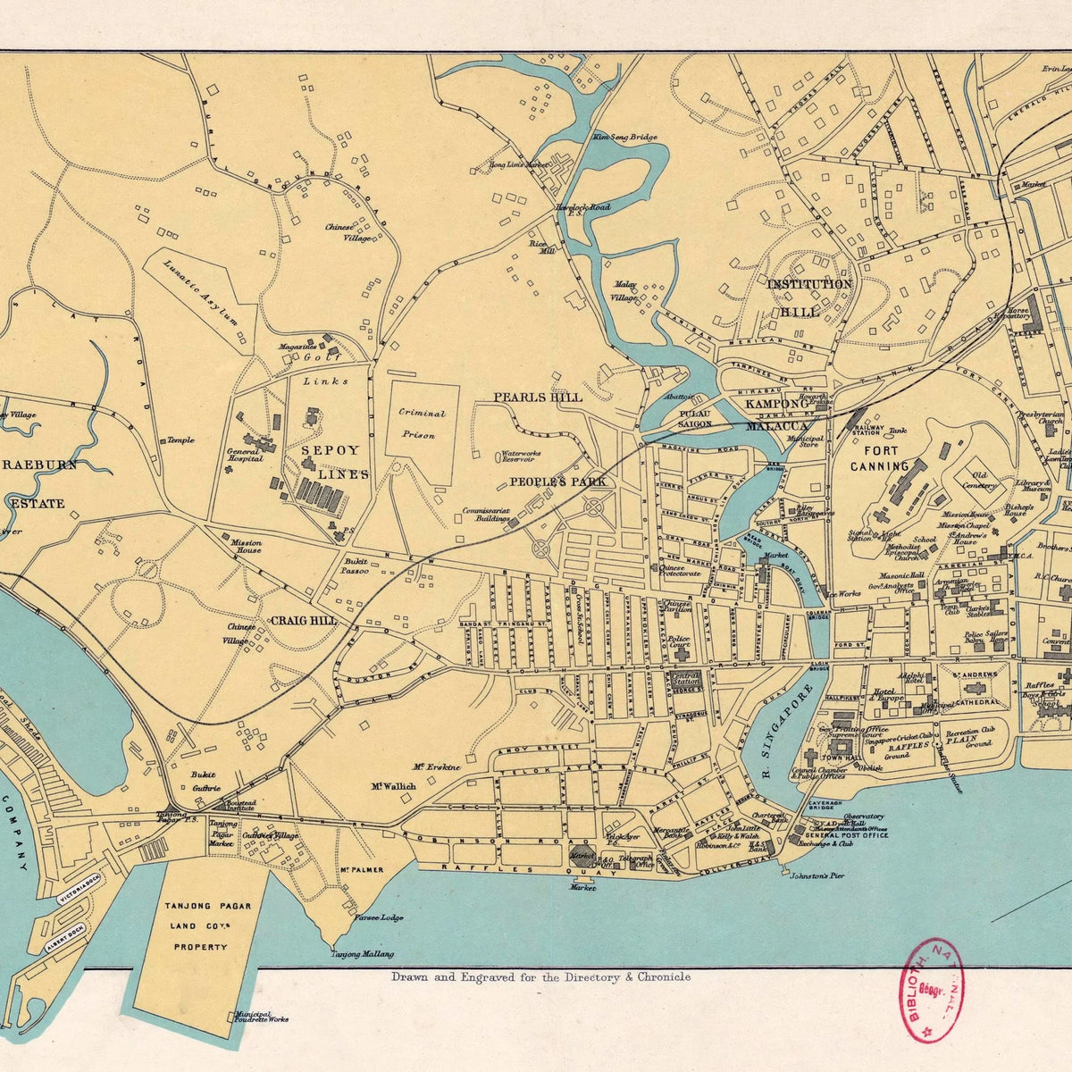 Plan of Singapore 1905 - Bykort - 100×45 cm – billede 4