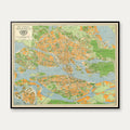 Det centrala Stockholm 1950 - Bykort - 85×68 cm – billede 1